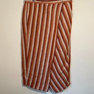 Pull-On Wrap Midi Skirt in Stripe